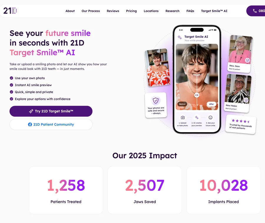 21D’s Target Smile AI page